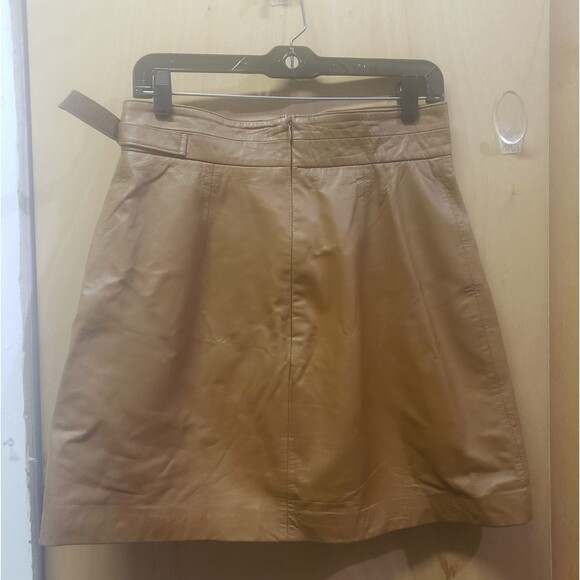 French Connection leather mini skirt carmel-colored Sz 8 III - Picture 5 of 5